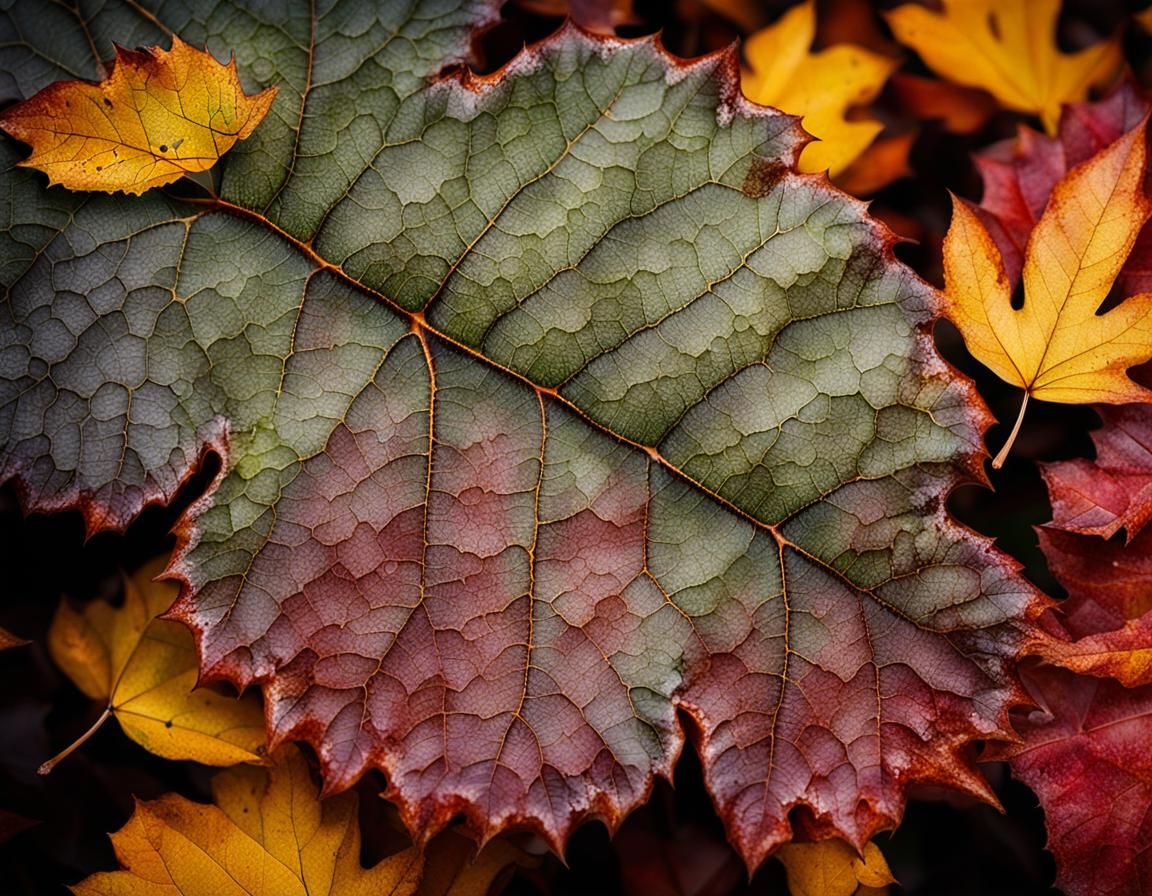 Macro Photography of Autumn Leaves