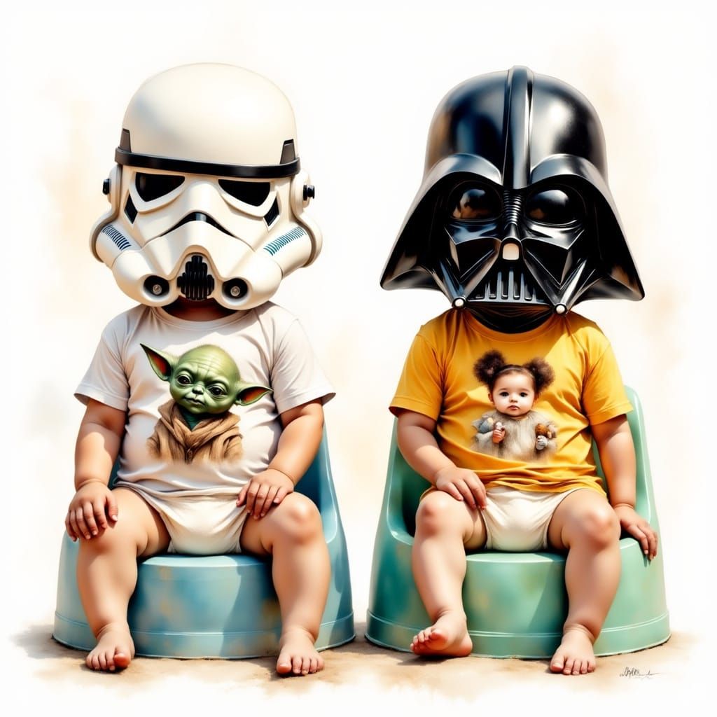 Humorous Hyperrealistic Star Wars Toddler T-Shirt Design