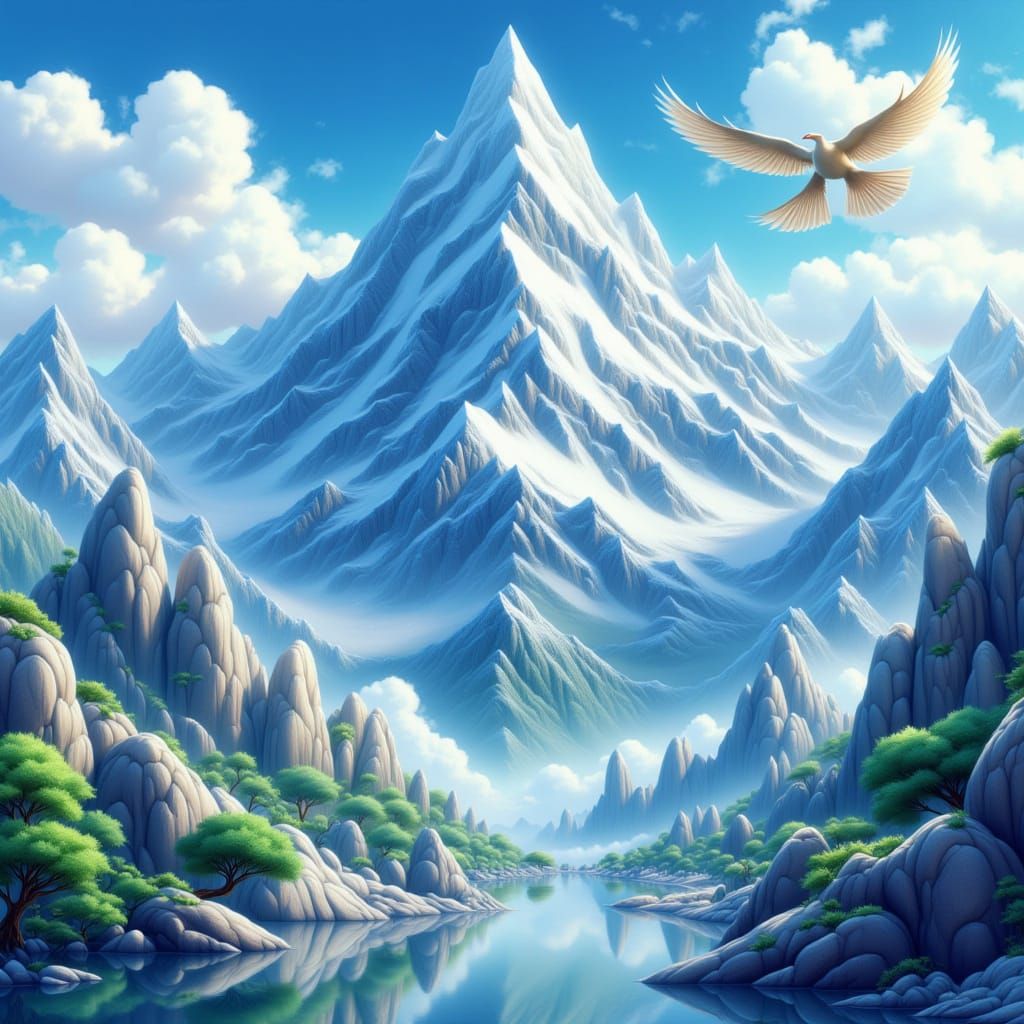 <lora:Fernoestliches Flair:1.0> Crane mountains Anime mataki King