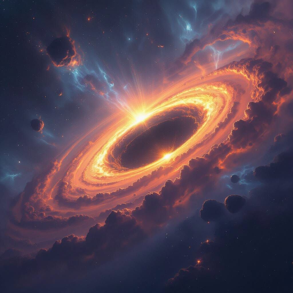 Supermassive Black Hole Devours Stars in Cosmic Space Art