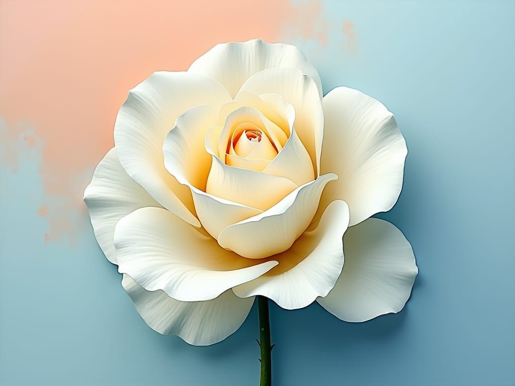 Geometric White Rose in Cubist Impasto Style