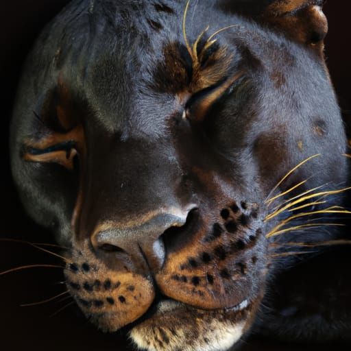 Sleeping Panther Portrait in Professional Style