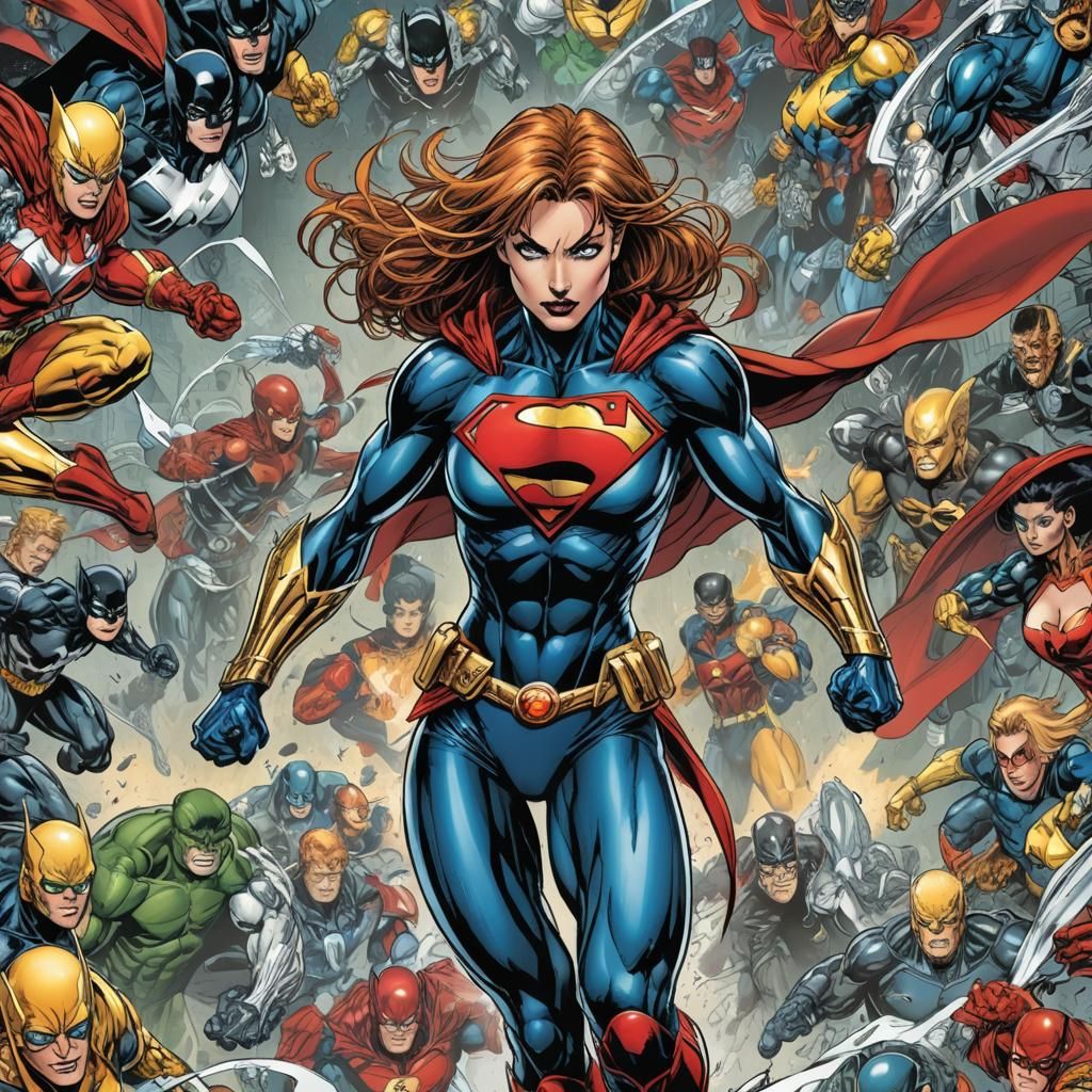 Female Superhero in Classic Comic Book Style