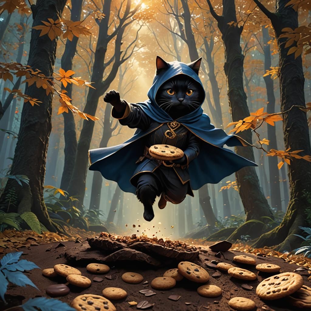 Ninja Cat Cookie Heist in Mystical Forest