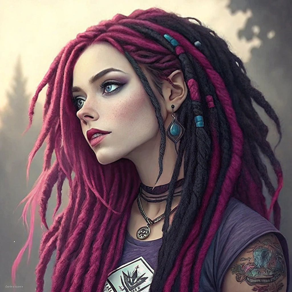 Stunning Woman with Ombre Dreadlocks and Sapphire Eyes