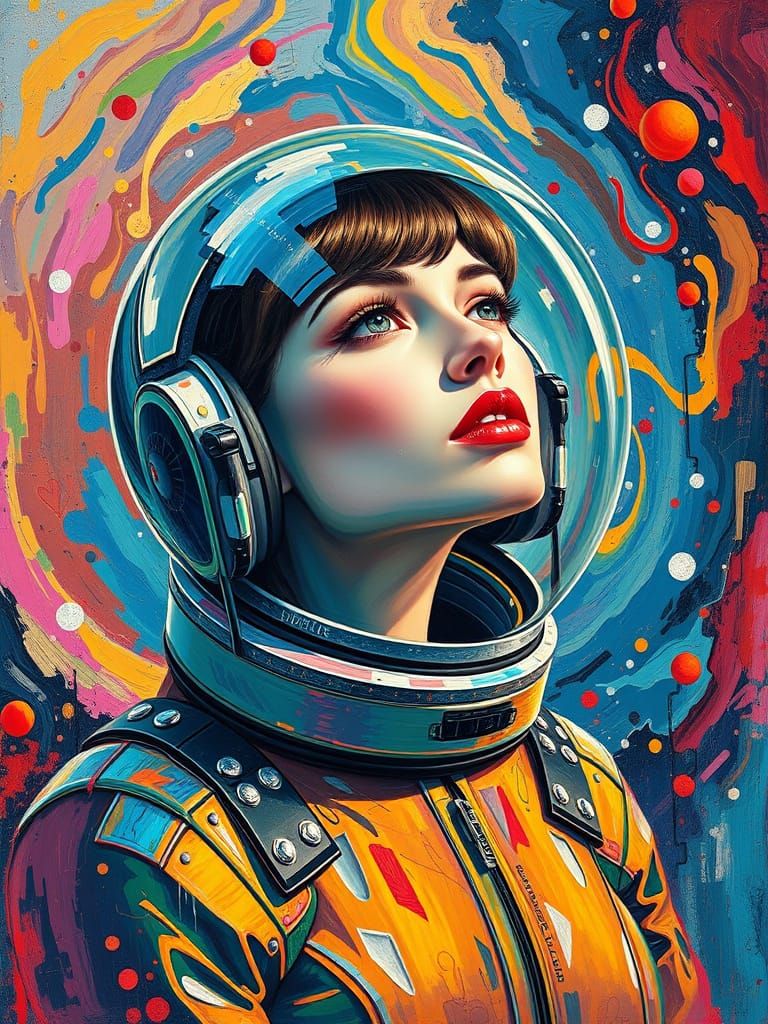 A Russian woman: Sputnik era sci-fi aesthetic