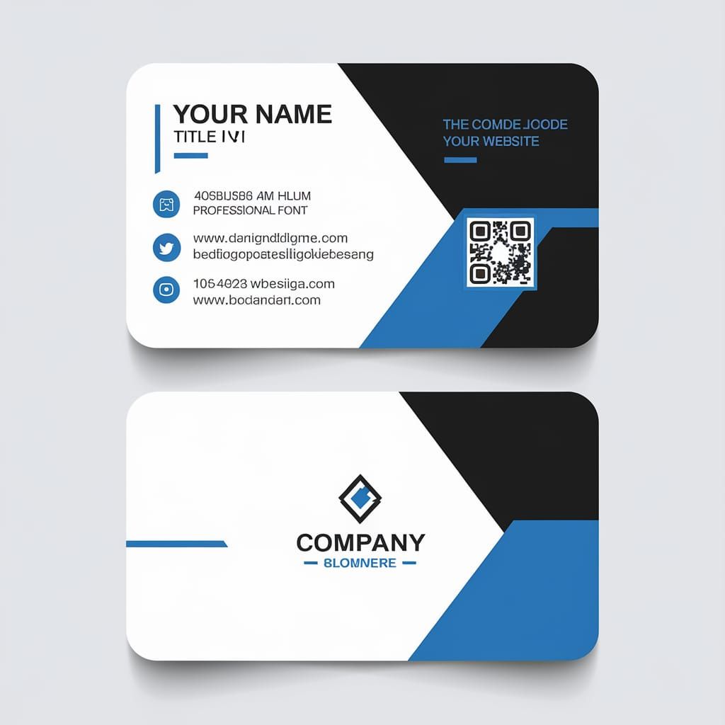 Modern Business Card Design with Professional Font and QR Co...