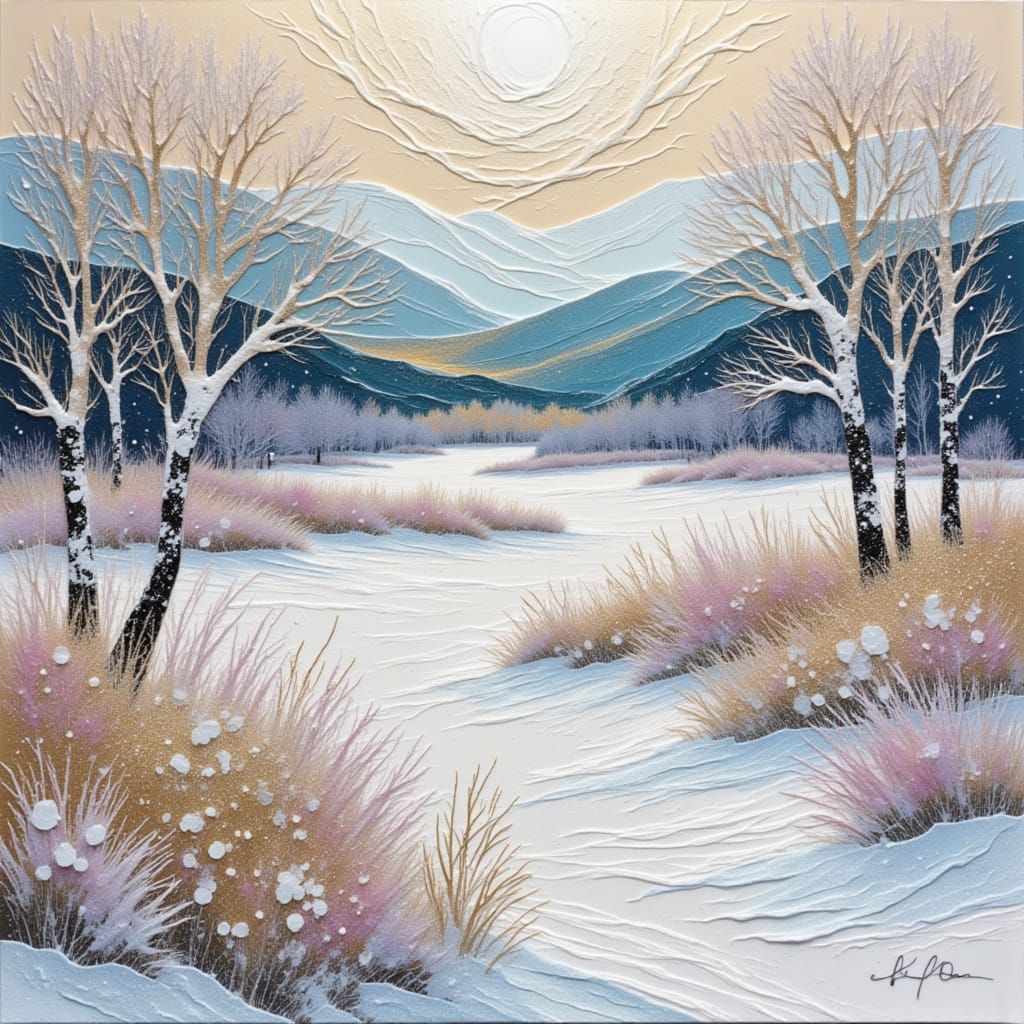 Winter Berries in Abstract Acrylic Style