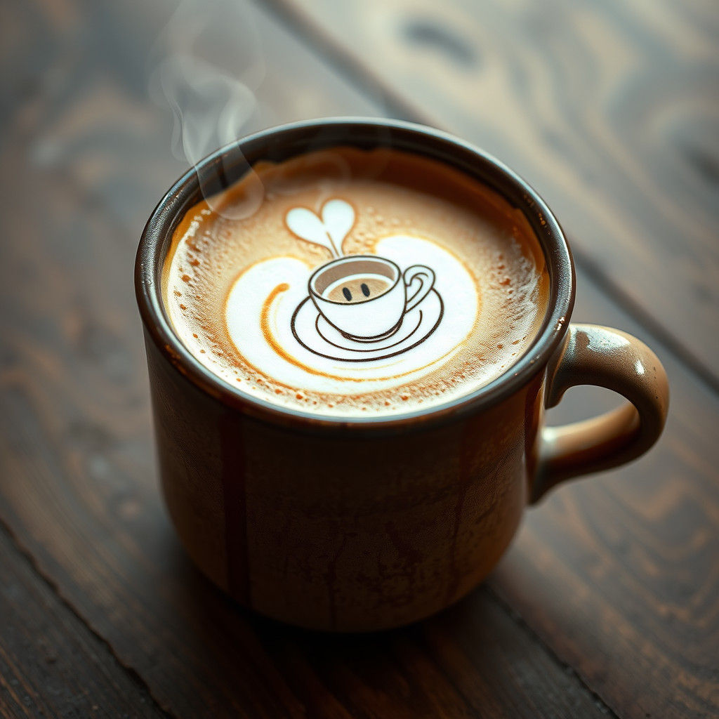 Photorealistic Latte with Foam Art: Dreamlike Concept