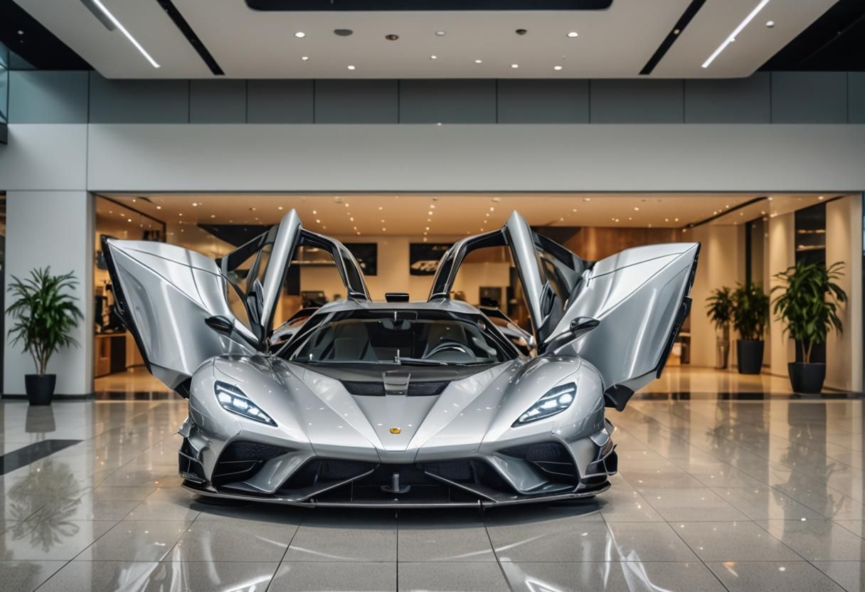 Symmetrical Hypercar with Gull-Wing Doors, Hyperrealistic Re...