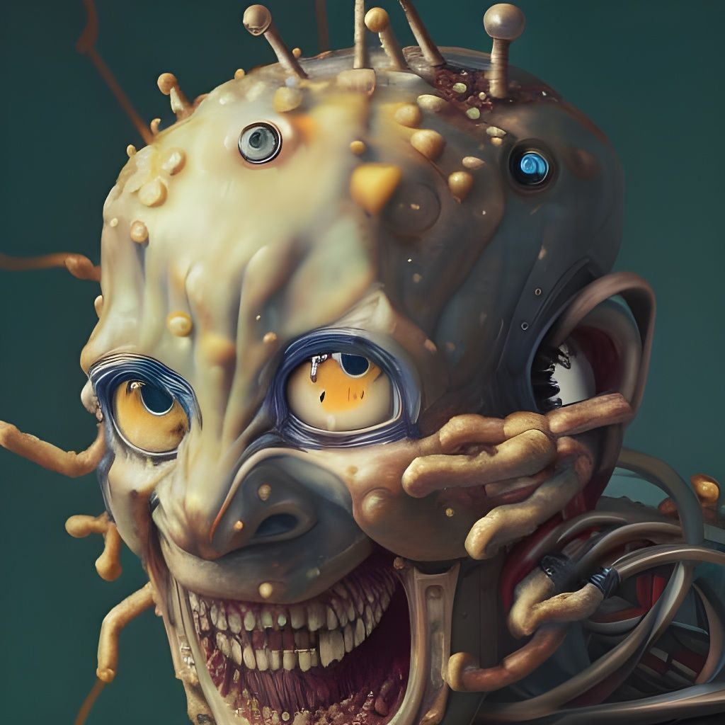 Laughing Robot Portrait in Arcimboldo Style