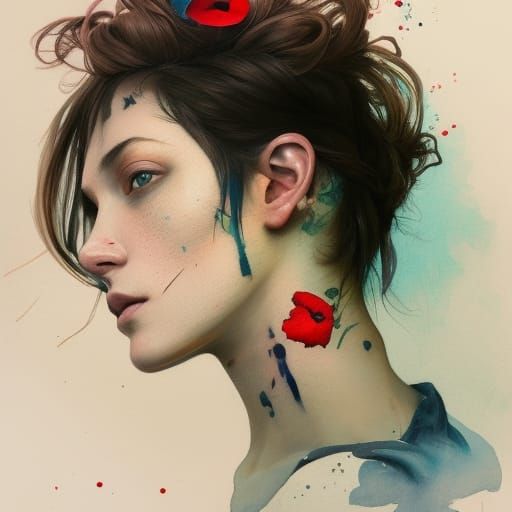 Poppy Tattoo Design in Watercolour Style