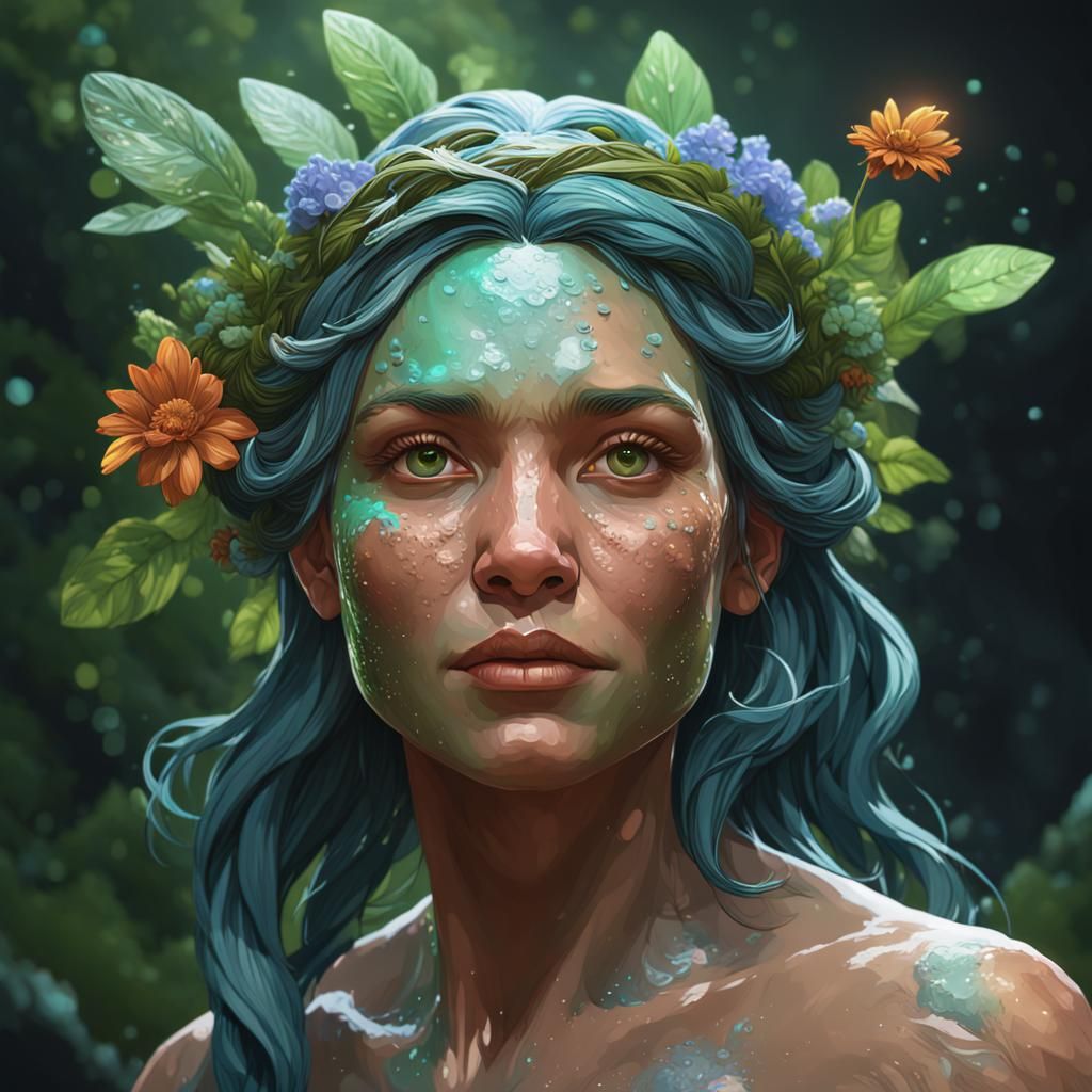 Mother Nature Portrait in Art Nouveau Style