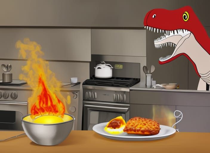 Dinosaur Chef in Post-Modern Kitchen, 8k