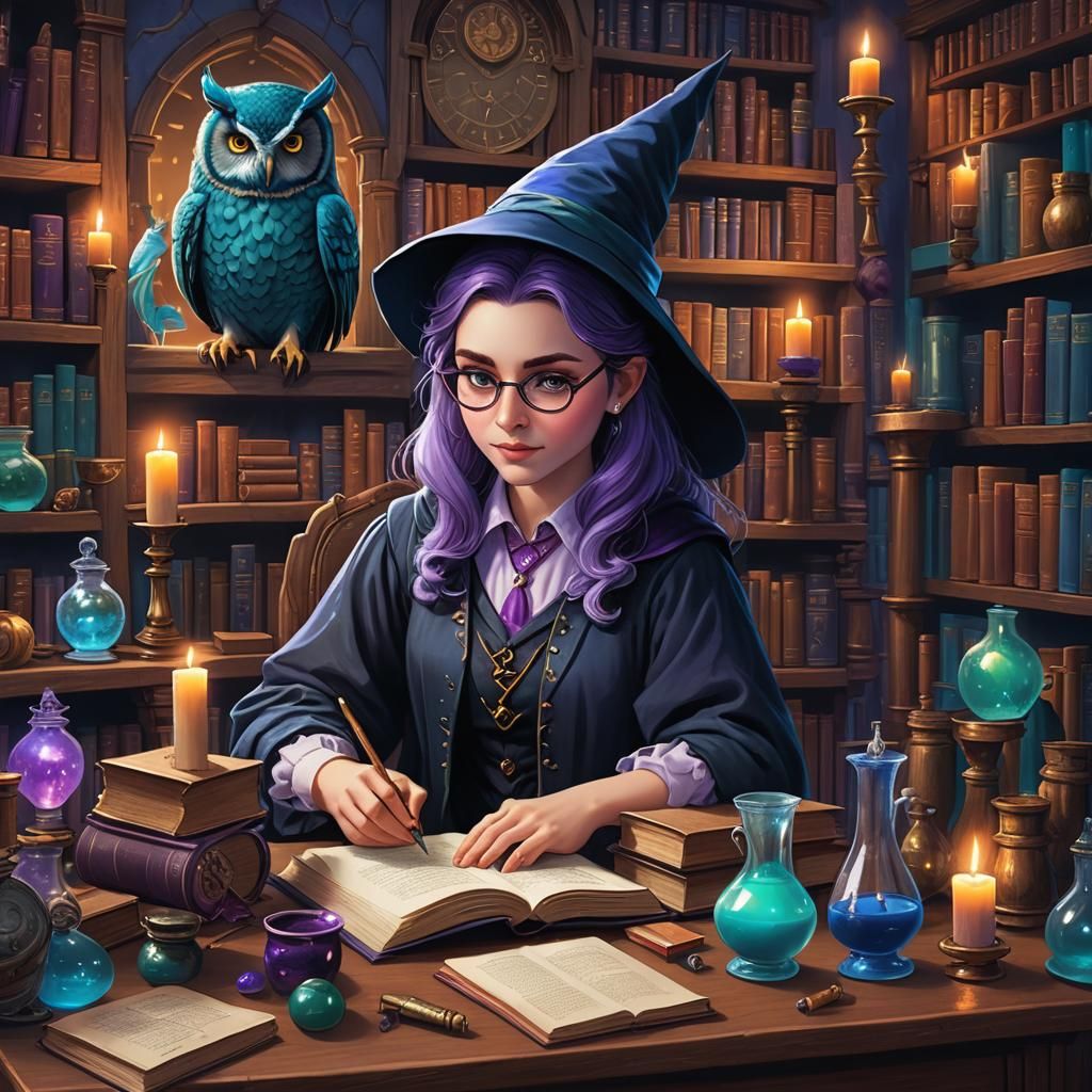 Fantasycore Witch Brewing Potion in Castle School