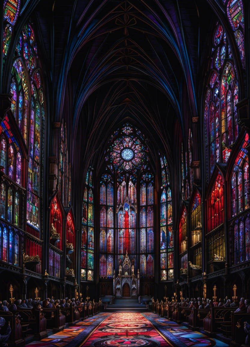 Majestic Gothic Cathedral Interior in Macabre Style