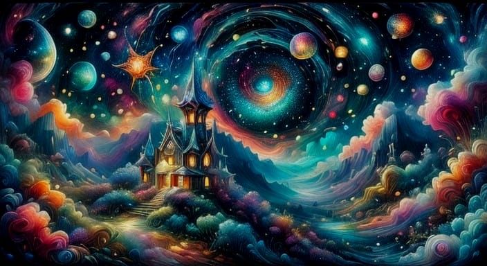 Enchanting Blacklight Fairy Portrait in a Dreamy Stained Gla...