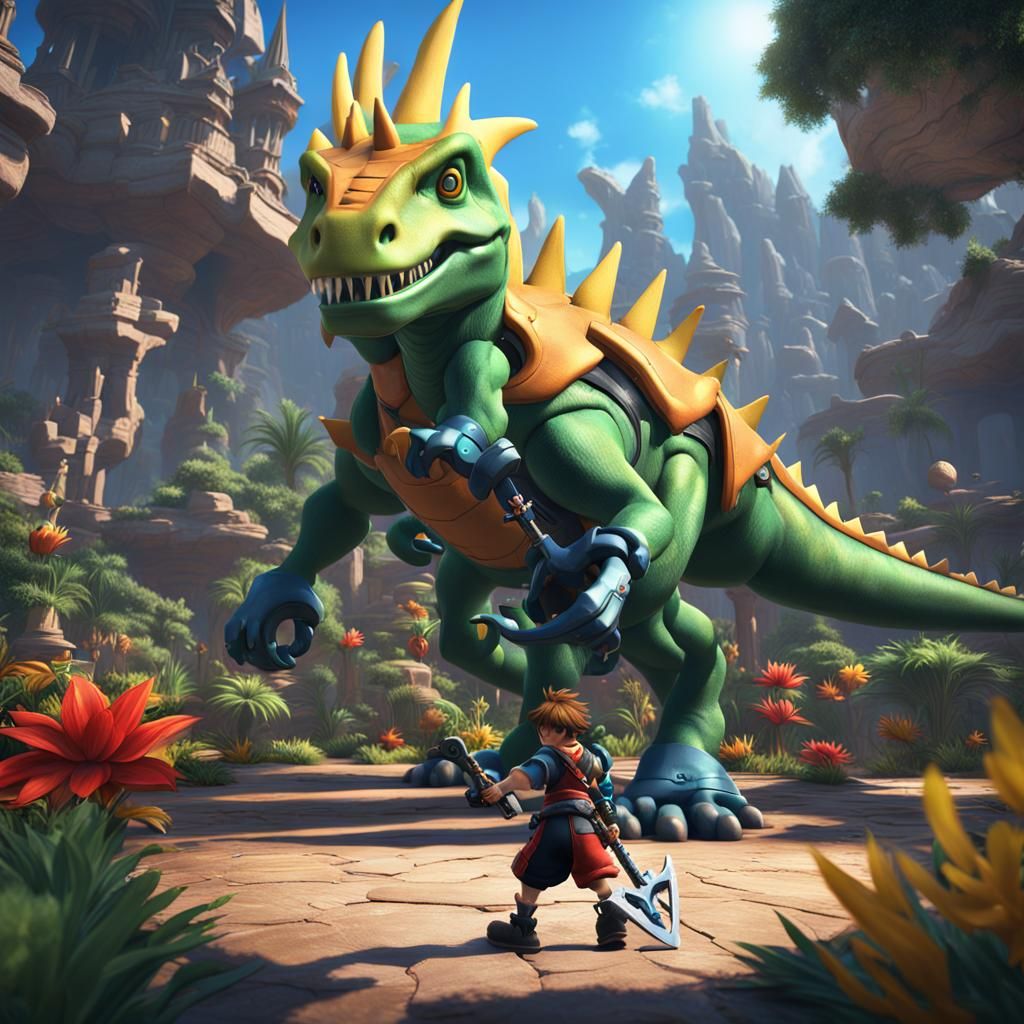 Kingdom Hearts Dinosaur Keyblade: Detailed Matte Painting