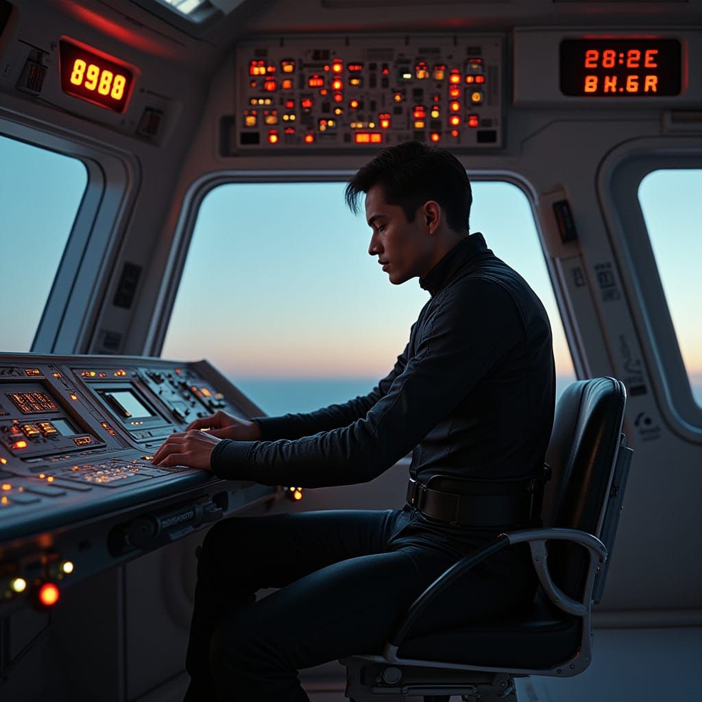 Star Wars Spaceship Bridge in Retro-Futuristic Style