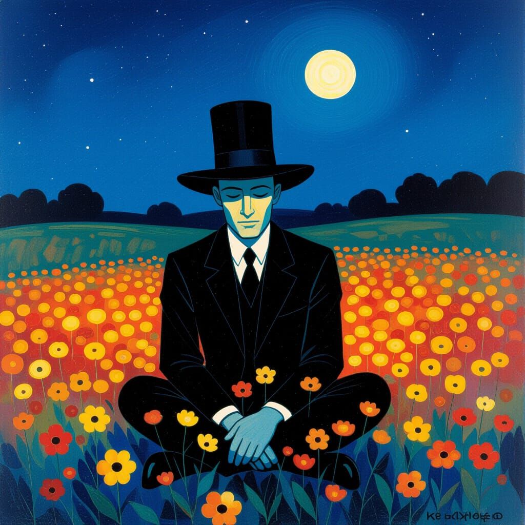 Sandman in Twilight Meadow, Thermal Kodachrome Style