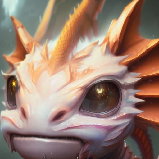 Adorable Chibi Dragon Portrait in Hyperreal CGI Style