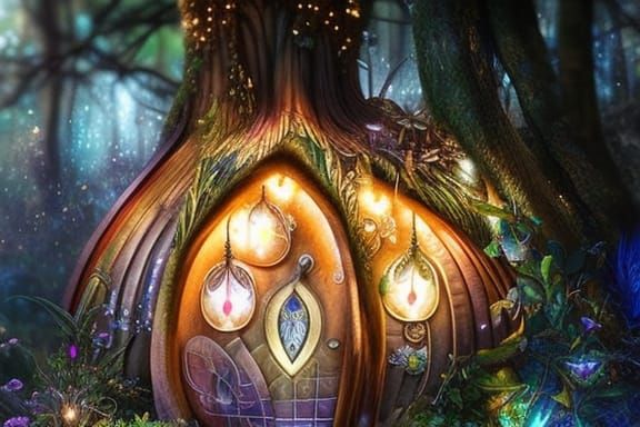 Enchanted Fairy Mushroom House in Fairytale Style