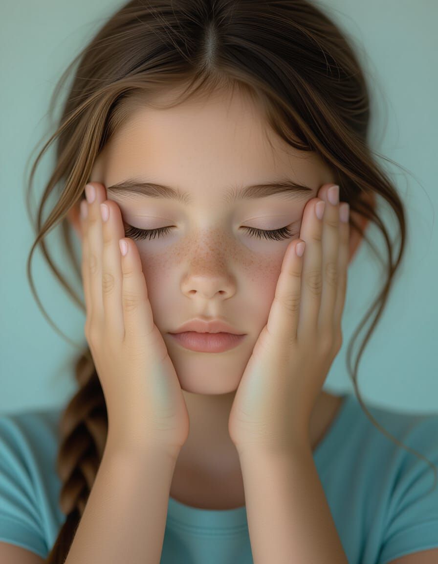 Girl with Hands Framing Face, Cinematic Style