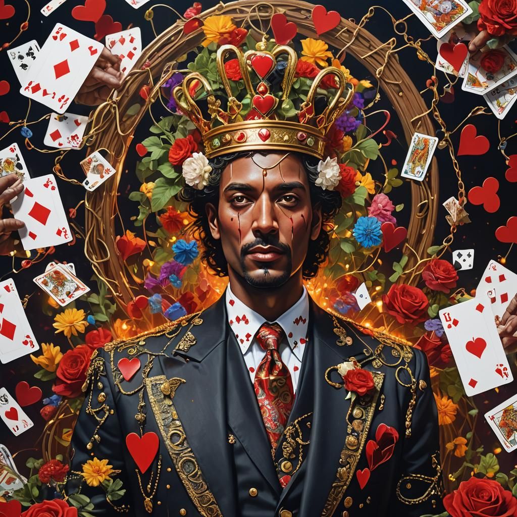 King of Hearts in Surreal Fauvist Garden