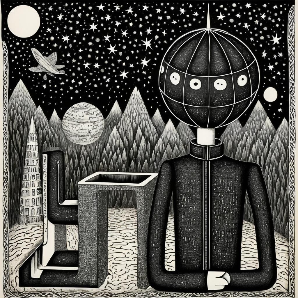 Surreal Interdimensional Worlds in Art Brut Style