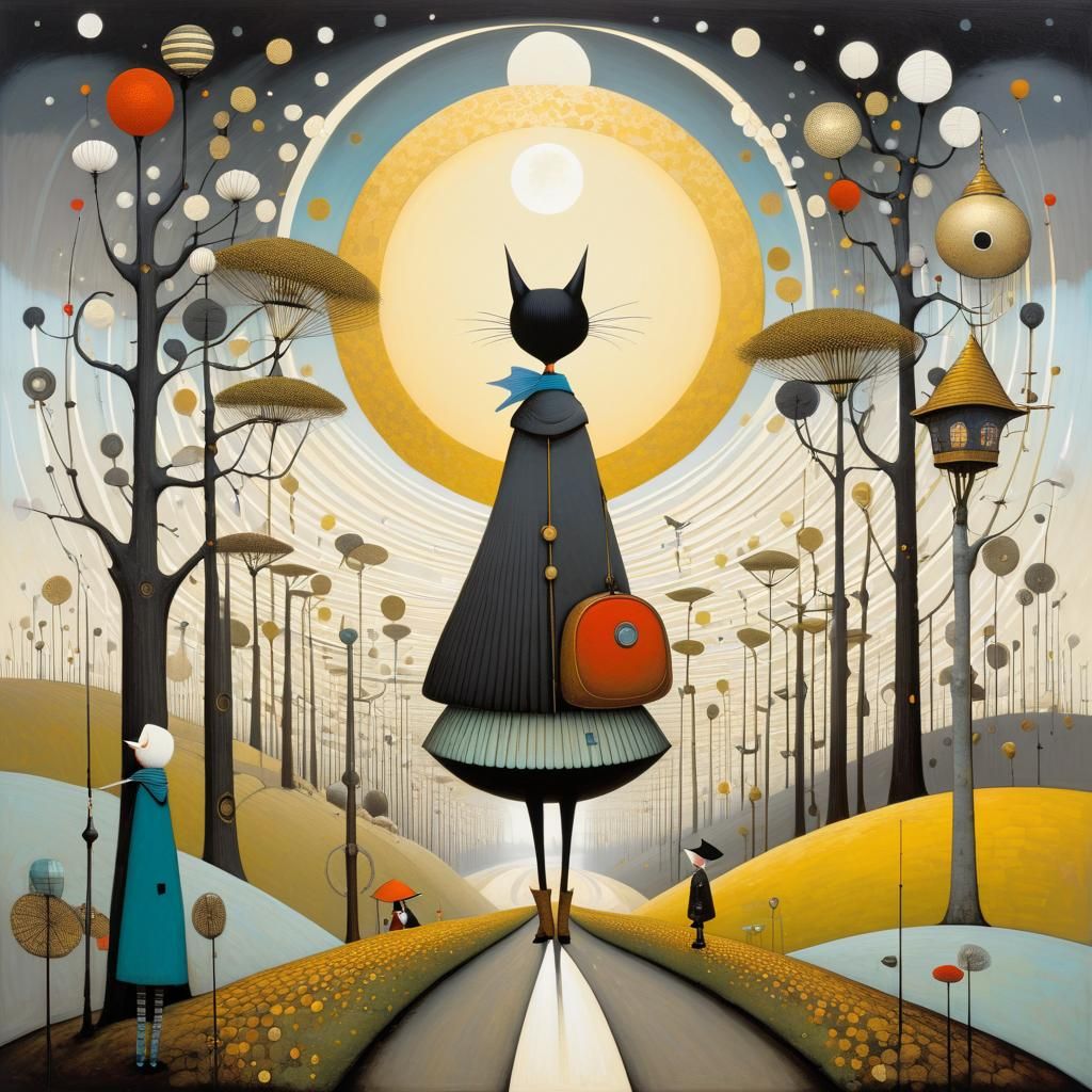 Whimsical Journey Inspired by Naive Illustration