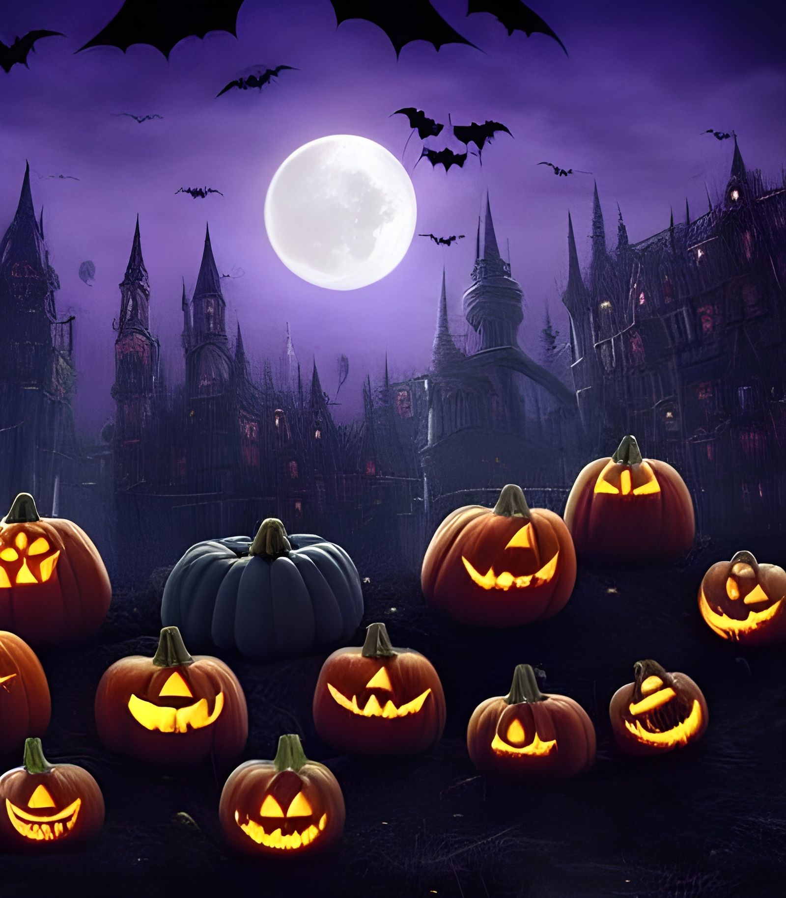 Epic Halloween Pumpkin City in Biopunk Dystopia