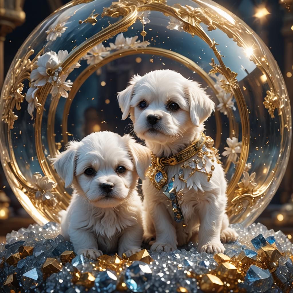 Puppies in Crystal Ball: Fantasy Concept Art