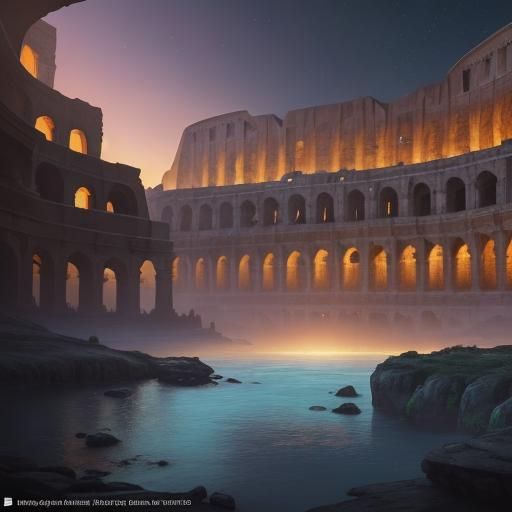 Colosseum Sunset: Fantasy Architecture in Matte Painting Sty...