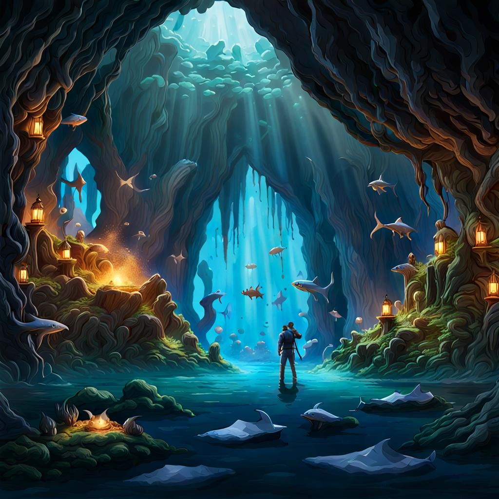 Mysterious Underworld Cave: Anime Concept Art