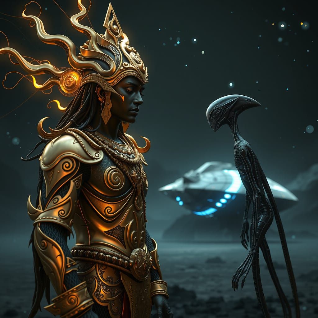 Shiva Connects with Futuristic Alien Mech in a Dazzling Cybe...