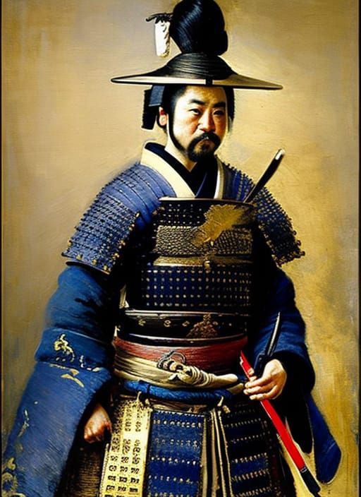 Samurai in Indigo Armor: Meiji-Era Portrait