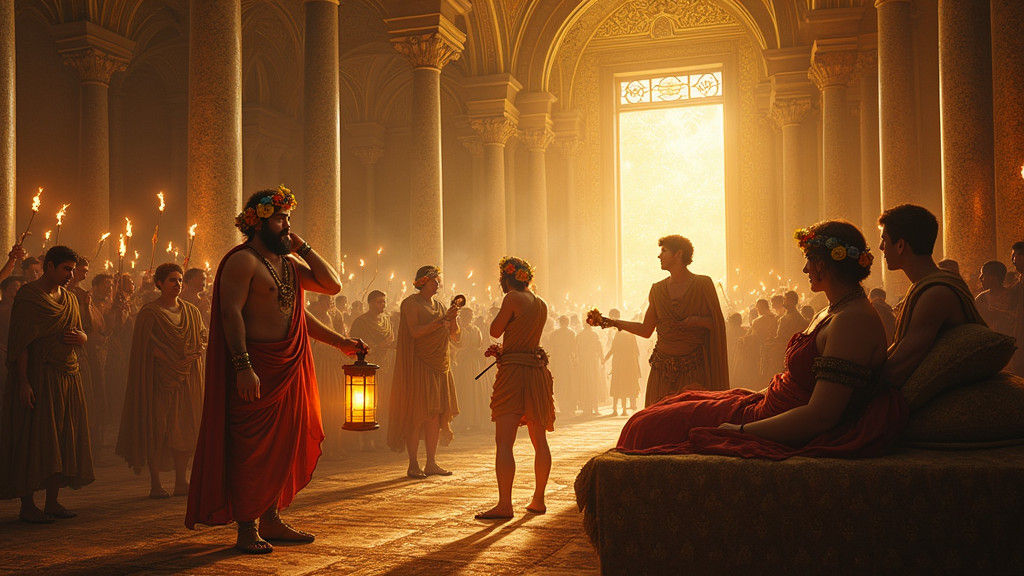 Comus, God of Festivities, in a Roman Revelry