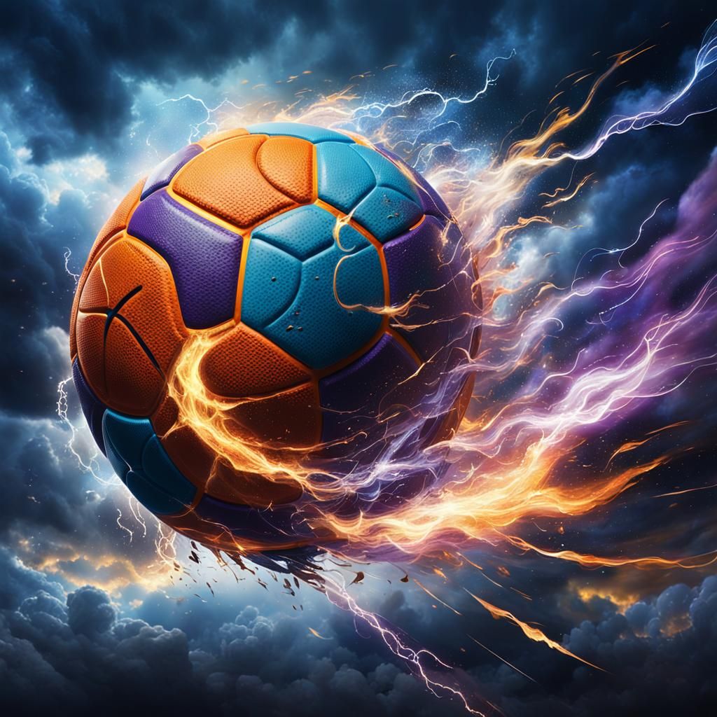 Soccer Ball and Basketball Collision: Epic Fantasy Art