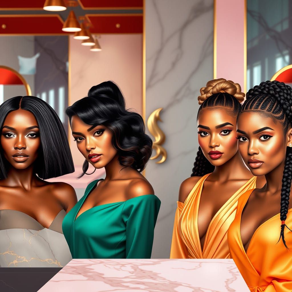Diverse Beauty in Harmony: Styles Unite in Luxurious Salon