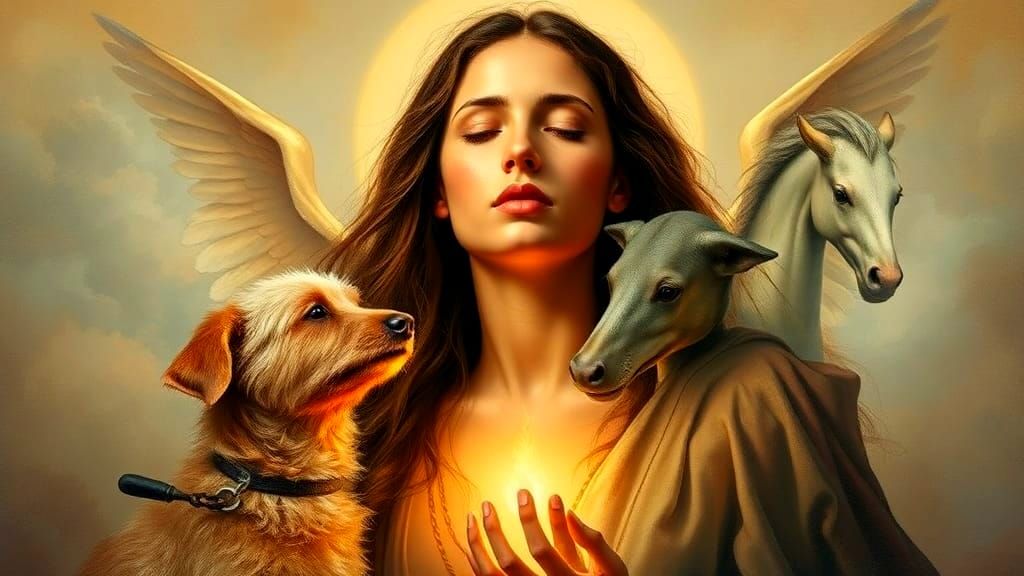 Woman with Healing Power in Oil Canvas Style