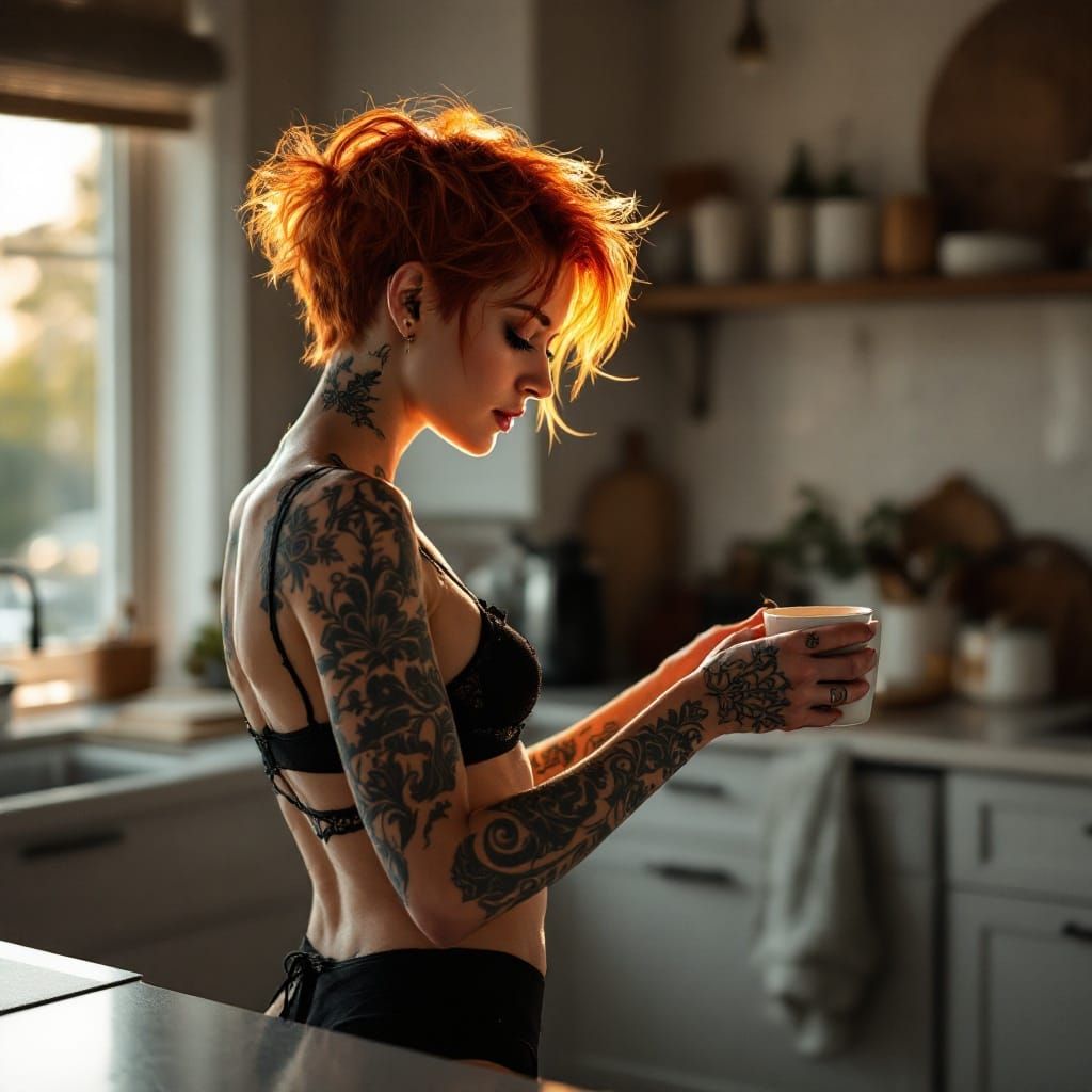 Redhead Brewing Coffee: Fine Art Photography