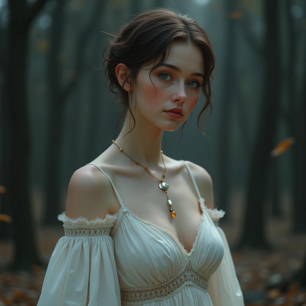 Enchanted Woman in Moonlight, Digital Matte Painting