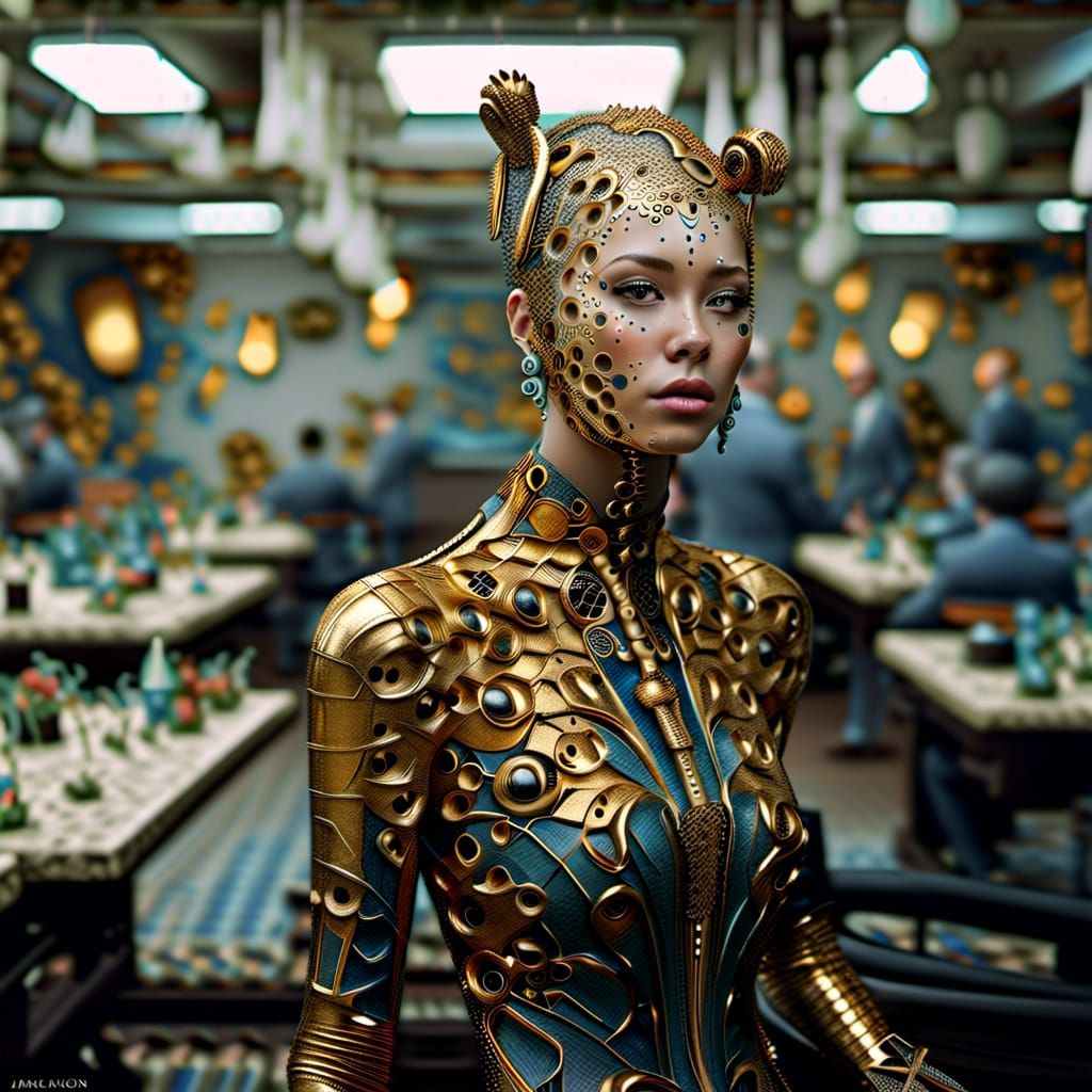 Golden Abstract Cycles: Hyperrealistic Matte Painting