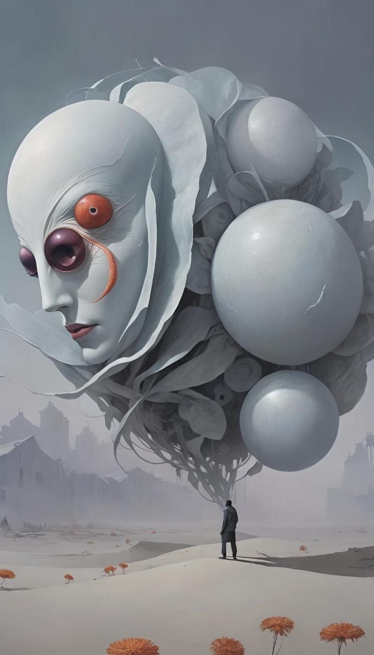 Eerie Woman in Decaying Opera House, Dark Fantasy Style