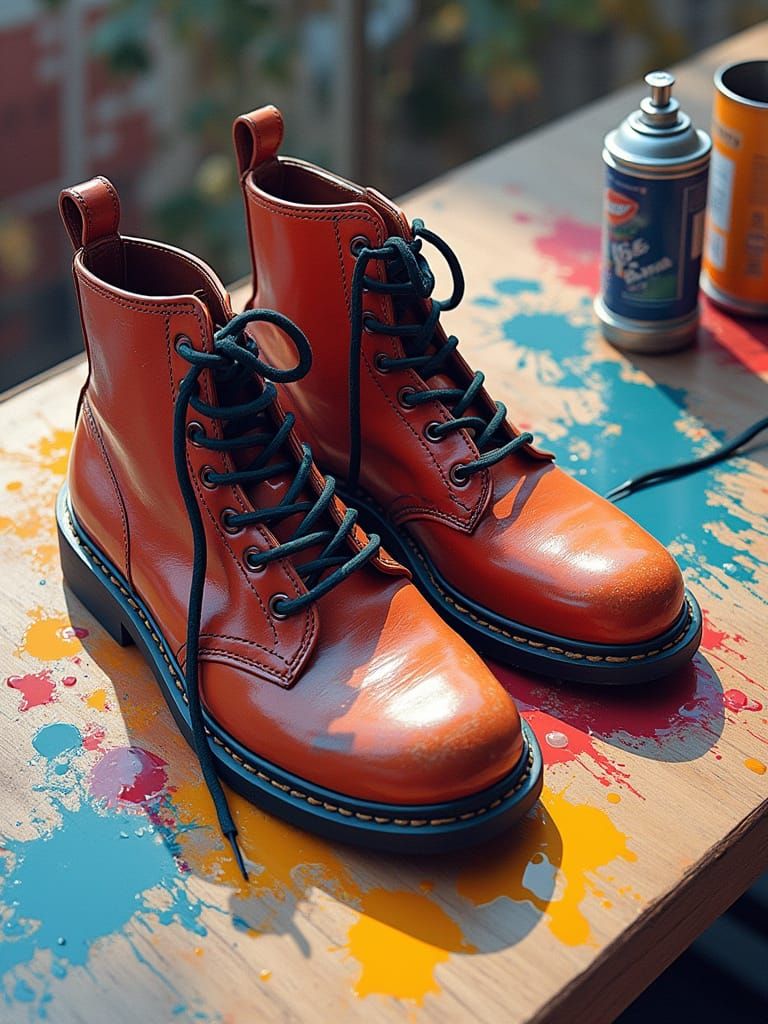 School Shoes and Satchel as Graffiti Splash Art