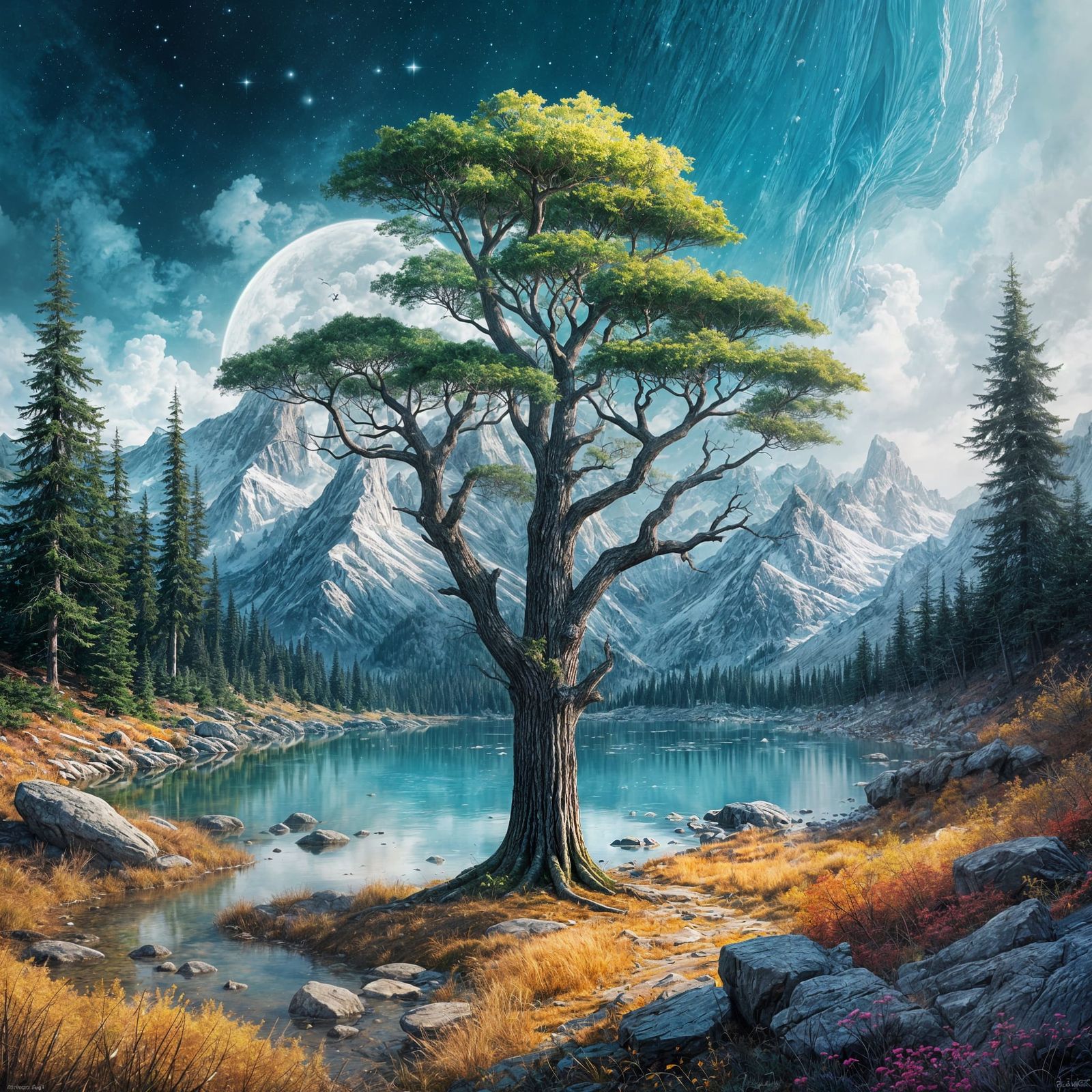 Abstract Digital Art with Surreal Backgrounds