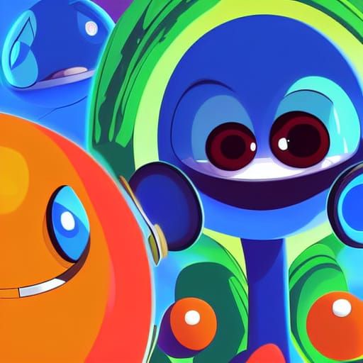 Whimsical Alien in a Vibrant Digital Wonderland