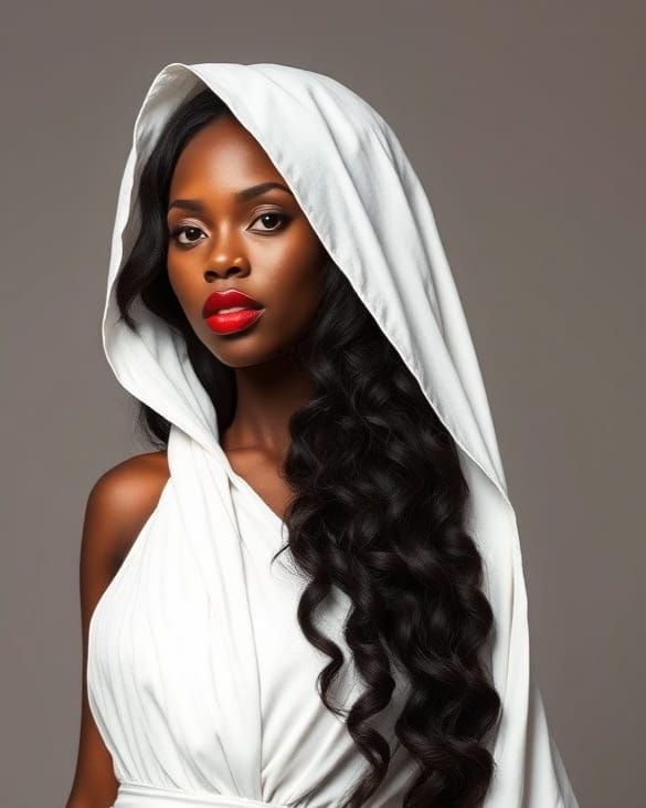 Surreal Portrait of a Black Woman in a Vibrant Nigerian Boub...