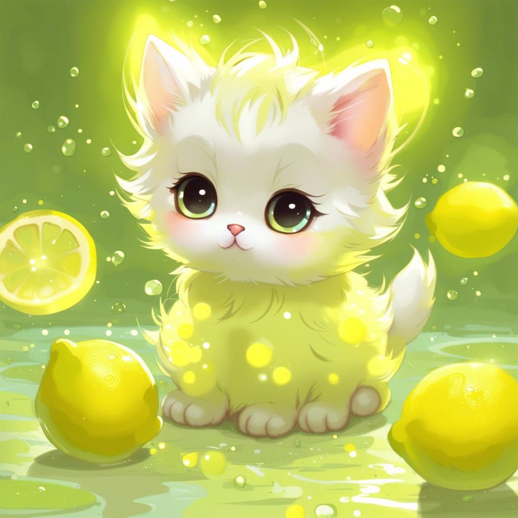 Chibi Kitten as Lemon on Bioluminescent Field