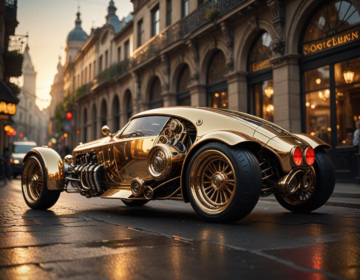 Baroque Steampunk Concept Car: Hyperrealistic Digital Art